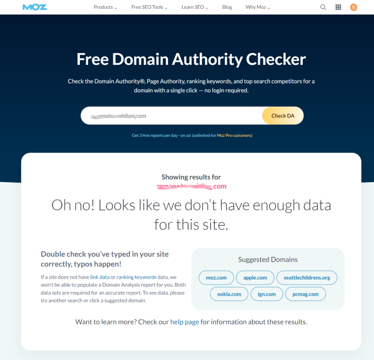 Moz - Looks Like We Don’t Have Enough Data [SOLVED]