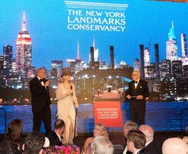 Stewart F. Lane and Bonnie Comley performing at the Living Landmarks Gala with host Stephen Lash