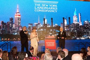 Stewart F. Lane and Bonnie Comley performing at the Living Landmarks Gala with host Stephen Lash